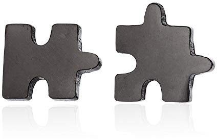 1 Pair Mini Stainless Steel Puzzle Stud Earring Stylish Cute Jigsaw ear studs New Women Minimalist Earrings Games Jewelry (black)