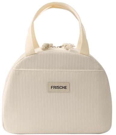 LOCCY Isolierte Lunchtasche mit Folienfutter, Wiederverwendbare Lunchbox Cord, Kühltasche Klein 6.5L Faltbar für Picknick, Schule, Büroarbeit, Reisen (Briefe)