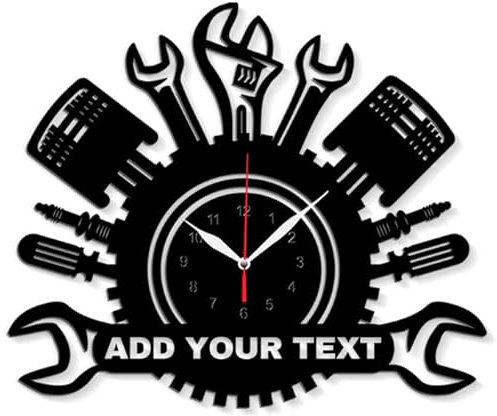 Personnalisée Horloge Murale Vintage en Métal avec Logo Nom Cadeau Décoration Intérieure pour Maçons, Réparateurs, Charpentiers, Garages Industriels, Outils de Bureau avec 7 Lumières de Couleur
