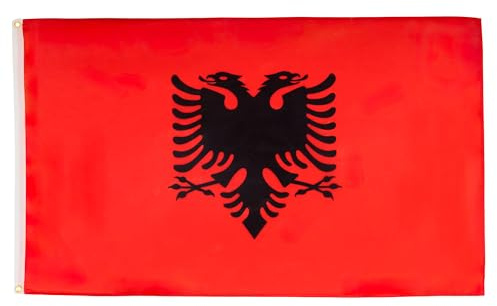 AZ FLAG Lot de 2 Drapeaux Albanie 150x90 cm Polyester 100D 2 Œillets