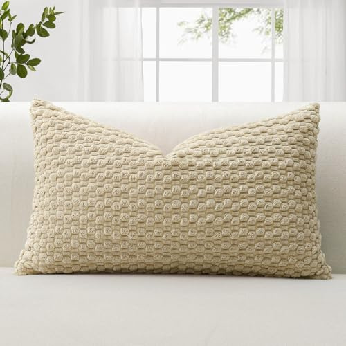 JOTOM 1 Stück Cord Kissenbezüge, 3D Bubble Texture Boho Zierkissenbezug Dekorative Sofakissen Dekokissen Kordsamt Kissenbezug Deko Kissenhülle für Couch Sofa Wohnzimmer (40x60cm, Lichtkaffee)