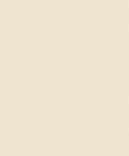 WPE® Heavyweight Vinyl Textured Wallpaper – Realistic Sisal Weave Effect, Herringbone Pattern, Cream Beige Neutral Fabric-Inspired Wall Covering for Living Room & Bedroom 10m x 0.53m - 7804