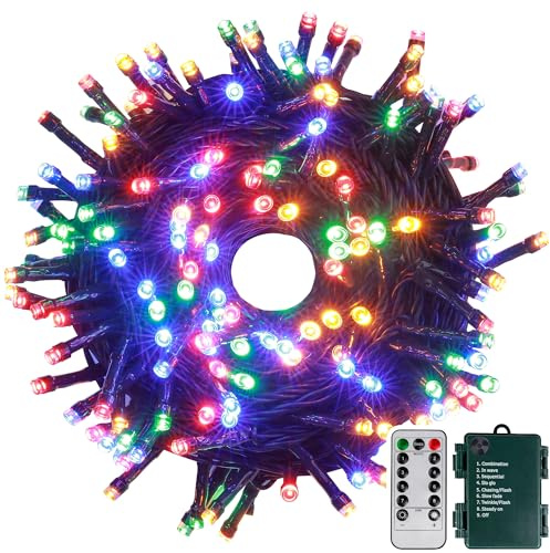 Tacobey LED Lichterkette Batterie Bunt, 20M 200 LED Weihnachtsbeleuchtung mit Fernbedienung, Timer, 8 Modi, Wasserdicht Lichterkette für Innen außen Weihnachtsbaum Deko