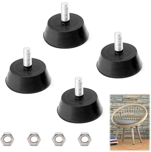 4 Stück Gummifüße Schraubbar, Gummipuffer M8 × 35mm, Stellfüße M8, Verstellschraube, Verstellbare Stellfüße, Feuchtigkeitsbeständig und rutschfest, Gummifuß für Möbel, Geräte