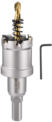 CoCud 1-1/4 32mm Hole Saw Tungsten Carbide TCT Hole Cutter W/Drill Bit | Metal Cutter for Thick Hard Metal, Stainless Steel, Copper, Aluminum