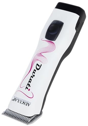 Kerbl Aesculap Akkuschermaschine Durati – inkl. 2 Akkus und Scherkopf (Weiß/Schwarz, Bürstenloser EC-Motor, Akkukapazität 2850 mAh, Gewicht 380 g) GT436-WS