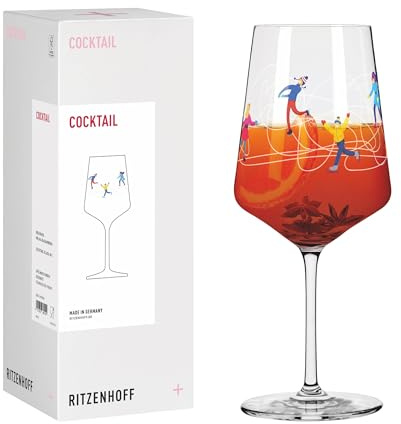 RITZENHOFF 8211002 Cocktailglas 500ml, Serie Weihnachten – mit Motiven von Skiing und Ice Skating im Winterwonderland-Stil – Made in Germany
