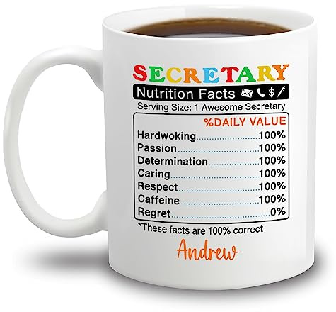 Kaffeebecher Nährwertangaben des Sekretärs Geschenk Tasses Retro Kaffee Tasse Personalisierte Keramik Tasse Für Jubiläum Geschenk Büro 330 ML