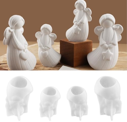 4 moldes de silicona con forma de ángel, con forma de ángel en 3D, para cumpleaños, vacaciones, decoración del hogar y creación de arte DIY