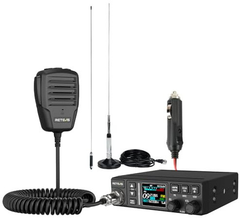 Retevis MB63B Portable CB Radio with NRC Noise Reduction AM/FM (1 Unit) | for Truck, AM/FM, VOX, 40 Channels, Long Range, TFT Display, RF/MIC Gain, Adjustable Backlight, with Antenna, 12/24V