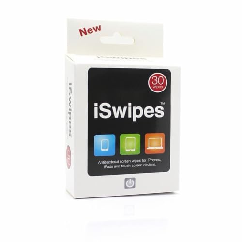 ISwipes Antibacterial Screen Wipes for iPhones, iPads and Touchscreen Devices, 30 Pack