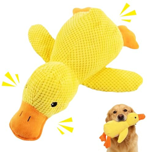 Anti Stress Ente für Hunde,Interaktives Hundespielzeug Ente,Quietschspielzeug Hund Kuscheltier,Hundespielzeug Unzerstörbar Quietschend,Antistressente,Stofftier Welpenspielzeug,Dog Toy für Mittlere