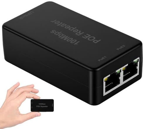 AOOSU Extender PoE a 2 Porte, Switch Ethernet 2 Porte, Ripetitore PoE IEEE802.3af/at (30 W) con 100 Mbps, Fornisce Potenza Fino a 100 Metri, per Telecamera IP/Dispositivo Poe