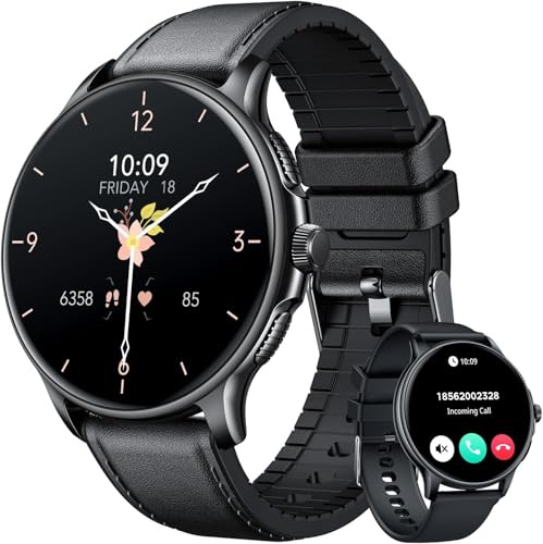 Smartwatch Herren mit Telefonfunktion Armbanduhr Sportuhr：1,43 AMOLED Touchscreen Smart Watch 120+ Sportmodi mit Herzfrequenz Schrittzähler IP68 Wasserdicht Fitnessuhr Kompatibel Android und iOS
