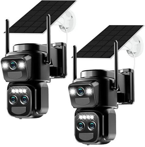 10X Zoom 4K Solar Security Camera Outdoor Wireless, 2.4GHz WiFi 360° PTZ Cameras for Home Security with Triple Lens, Auto Tracking, Human Detection, Siren, Color Night Vision, 2-Way Audio, IP66