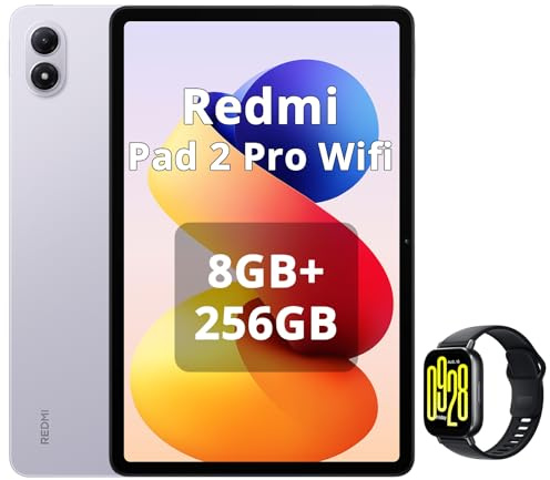 XIAOMI REDMI Pad 2 Pro,8+256 GB, 12,1 2,5 K 120 Hz,batteria gigante da 12000 mAh (tipo),processore 4 nm,connettività continua,viola lavanda,WiFi,incluso Smart Watch