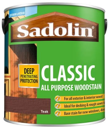 Teak Woodstain 2.5L | Exterior Wood Stain and Protector | Breathable Matt Finish for Doors Windows Cladding Fences and Garden Timber