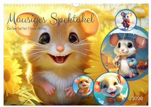 Mausiges Spektakel. Zauberhafter Maus-Alltag (Wandkalender 2026 DIN A3 quer), CALVENDO Monatskalender: Ein jahr voller Mäusemagie mit kleinen Cartoon-Helden (CALVENDO Tiere)