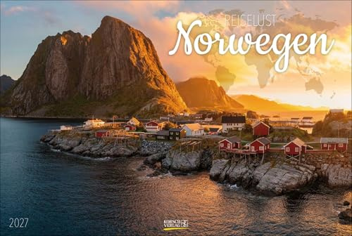 Reiselust Norwegen 2027: Großer Foto-Wandkalender mit Bildern von Norwegen. Edler schwarzer Hintergrund. PhotoArt Panorama Querformat: 58x39 cm.