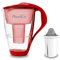 GLAS-Wasserfilter PearlCo (rot) mit 1 Protect+ classic Filterkartusche (f. hartes Wasser) - Made in EU
