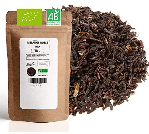Thé Noir Bio Mélange russe - 100g (40 tasses) - Thé en vrac 100% Agriculture Biologique - Mes-Thés