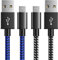 PS4 3M Nylon Braided Long Micro USB Charging Cable Sync Charger Lead, 2 Pack - Compatible for Sony Playstation 4, PS4 Slim/Pro, Xbox One/One S/X Controller