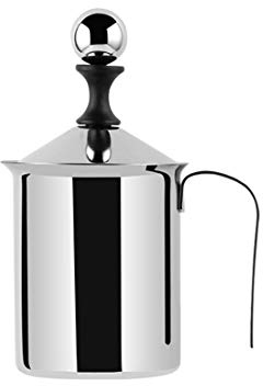 Stainless Steel Hand Pump Milk Frother, Manual Operated Milk Foam Maker, Cup for Cappuccino and Coffee Latte 400ml,Milk frother