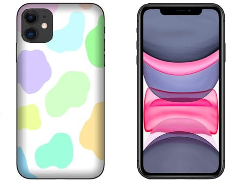 Generico Cover compatibile con Cover Apple iPhone 11 Mucca Macchie pastello verde rosa lilla arancione giallo/Gel di silicone morbido TPU