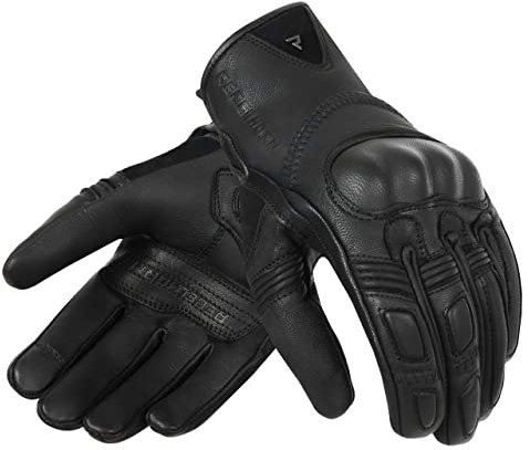 REBELHORN Thug II Guanti da Moto Uomo | Pelle di capra | Pannelli SAS-TEC per assorbire l'impatto | Fodera traspirante | Supporto per touch screen