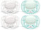 Philips AVENT Ultraweicher Schnuller, 0-6 Monate, Arctic White/Green, 4er-Pack, SCF214/40