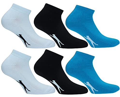 Slazenger 6 Paar Sneakers Socken Knöchelhöhe - für Sportliche Aktivitäten - Bequeme Manschette - Terry Einlegesohle - Baumwolle - Herren (Mehrfarbig Hellblau, 43-46)