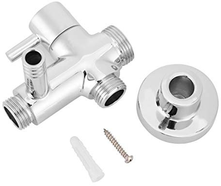Shower Head Diverter Valve, G1/2 Wall Mounted Round Copper Bathroom Shower Adapter with Base Accessories 3-Way Shower Splitter for Bathroom Shower Head Water Splitter