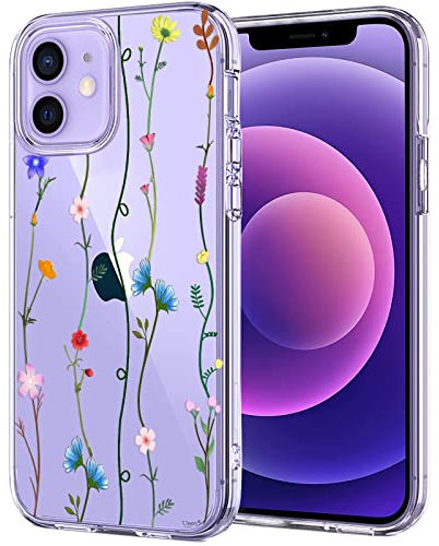 Unov Case Compatible with iPhone 12 iPhone 12 Pro Case Clear with Pattern Slim Protective Soft TPU Bumper Embossed Design 6.1 Inch (Floral Art)