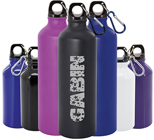 Gourde aluminium personnalisée avec le prénom gravé pour la rentrée scolaire de votre enfant. Un cadeau utile et écologique – Bouteille d'eau idéale pour l'école ou le sport - Mod2