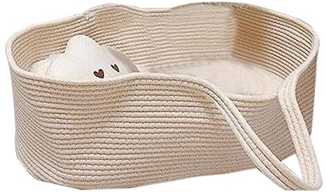 Yolispa Tragbare Neugeborenen Korb Bett Handheld Moses Baby Bett Baumwolle Seil Infant Bett Carrycot für Ausflug Reise