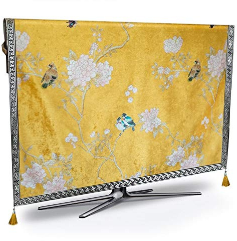 TV Dust Cover Luxury Weatherproof Dust-proof Protect Television Table Runner Cloth Placemat Mat Cushion Cover Tv cover (Color : Yellow, Specification : 60 inch)