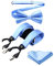 HISDERN Hosenträger Herren Blau Fliege und Hosenträger Set Herren Einfarbig Klassische Hochzeit Einstellbar Y Form mit 6 Extra Stark Clips Braces