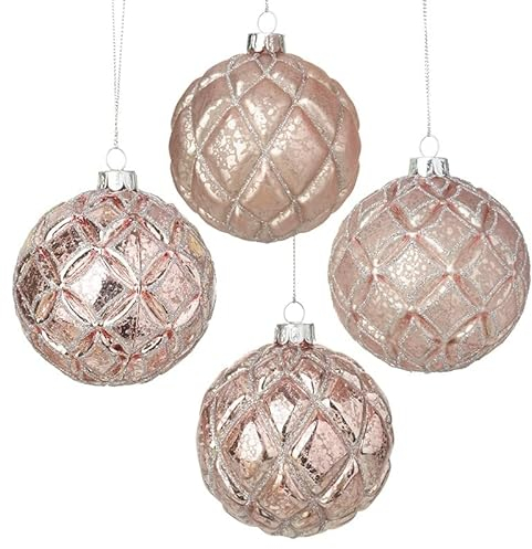 Heaven Sends Weihnachtsbaumkugeln, Rosa und Silber, 4 Stück