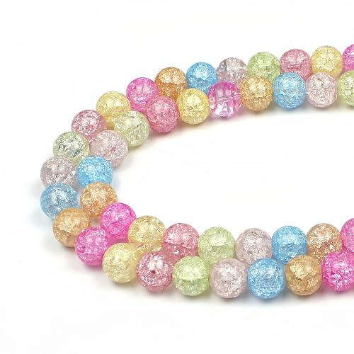 MJDCB Round Glass Beads 10mm Color Burst Crystal Loose Beads for Jewelry Making Bracelet Necklace 35pcs