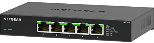 NETGEAR 5-Port 2.5G Multi-Gigabit Ethernet Unmanaged Network Switch (MS305) - with 5 x 2.5Gbps Ports, Desktop or Wall Mount, Metal Case