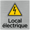 Pictogramme Local électrique (Q1063). Signalisation Porte 150 x 150 mm. Autocollant souple ou plaque alu brossé 2 mm ep. - Adhésif aspect aluminium brossé - Adhésif aspect aluminium brossé -