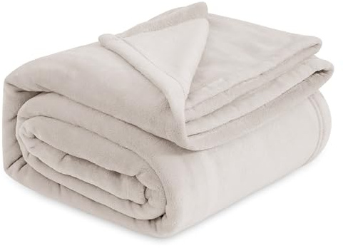 Bedsure Fleece Blanket King Size - Soft Cosy Fluffy Throw Blankets for Bed, Warm Large Throws for Audlts, Decor Gifts for Women and Men,Beige, 270x230 cm