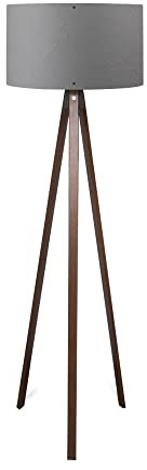 Lámpara de pie trípode oscuro con pantalla gris oscuro 100% mdf, gris oscuro, colección Tanganica, 38x38x140, casquillo E 27 Max 60 W