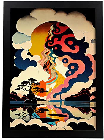 Nacnic Poster Kaleidoskop im japanischen Ukiyo Kunststil. Cartoon-Illustrationen berühmter Musiker und Künstler. Innenarchitektur und Dekoration. A3.