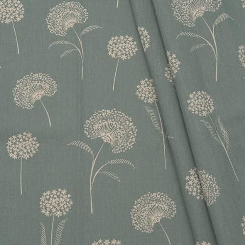 STOFFKONTOR Dekostoff bedruckt Halbpanama Leinen Optik Pusteblumen - Öko-Tex Standard 100 - Meterware, Farbe Salbei-Grün - zum Nähen von Tischwäsche, Kissen, Vorhängen, Dekoartikeln uvm.