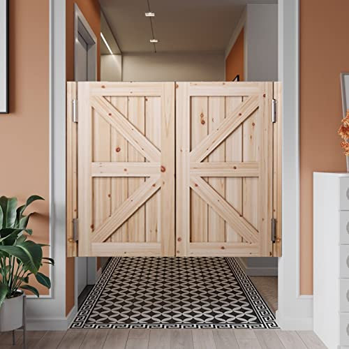 Porte Saloon Porte de Grange de Oscillation de Salle en Bois D'intérieur, Porte de Café de Salle de Bain de Placard de Comptoir de Cuisine Non Peinte, Portes Western Rétro Battantes Personnalisables (