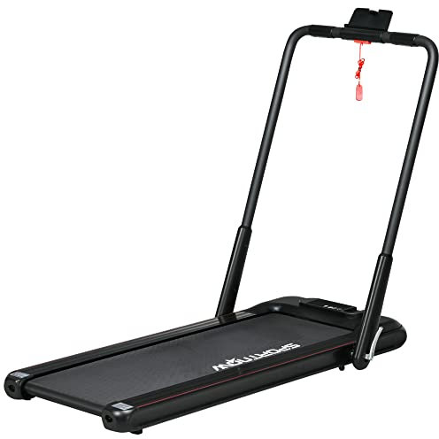 SPORTNOW 2 en 1 Cinta de Correr Plegable Velocidad 12 km/h Cinta de Andar Control Remoto Superficie de Carrera 36x105 cm Pantalla LED y Ruedas para Fitness en Casa 135x65x106 cm Negro