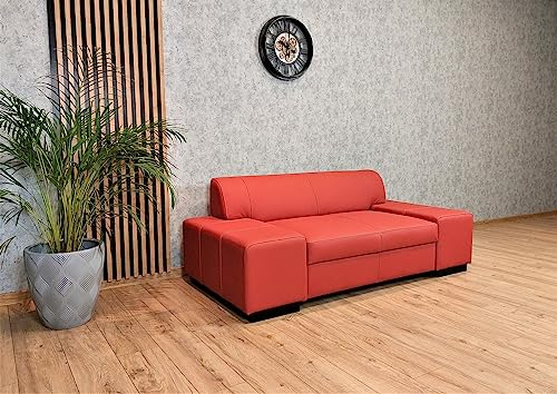 Quattro Meble Rotes 2 er Ledersofa London 190 cm Echt Leder Sofa Couch rot und viele mehr Farben