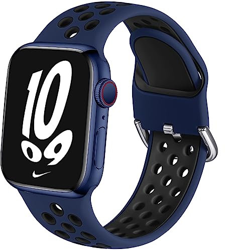 Sport Band Compatible with Apple Watch 38mm 40mm 41mm 42mm 44mm 45mm 46mm 49mm for Women Men, Breathable Soft Silicone Replacement Strap For iWatch Ultra 2/ Ultra SE Series 10 9 8 7 6 5 4 3 2 1