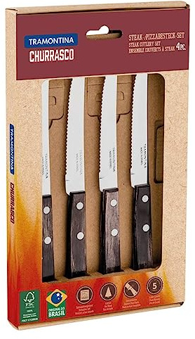 Tramontina Steak- Pizzamesser 4 teiliges Set Steakmesser Spülmaschinenfest